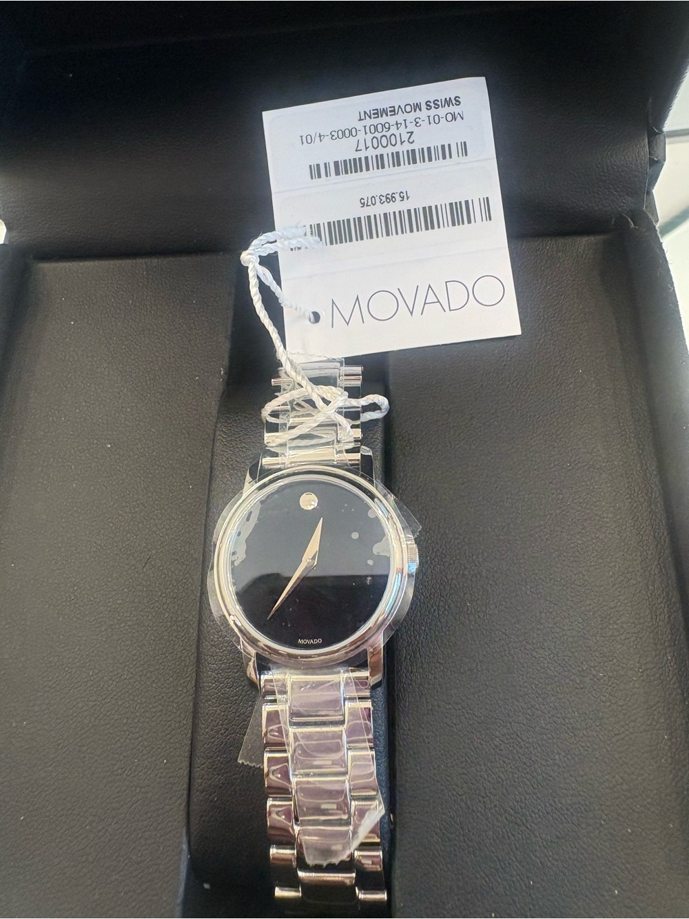 New Movado Women's Silver Stainless Steel Museum Dial Watch - Black Dial